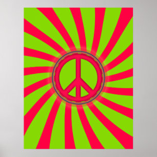 PÔSTER DESIGN COR-DE-ROSA & VERDE DO SINAL DE PAZ