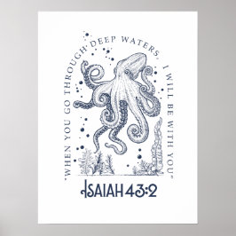 Poster Design Cristão Polvo Águas Profundas Isaías 43:2