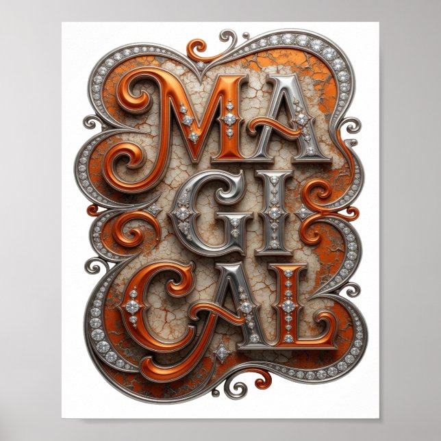 Poster Design Custom MAGICAL Laranja Divertido (Frente)