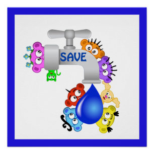 Pôster Design da água de /Save do peekaboo do planeta