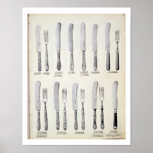 Poster Design da cutelaria, de um catálogo de comércio 