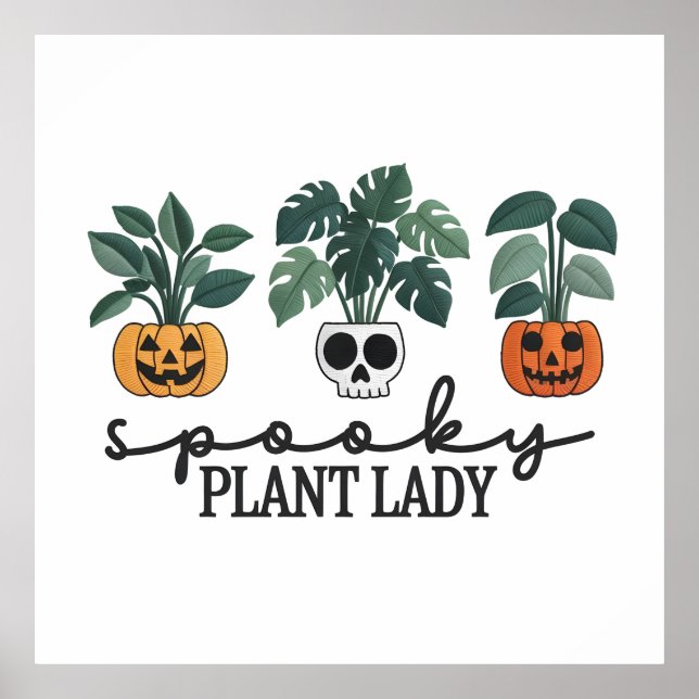 Poster Design da Spooky Plant Lady Halloween Monstera (Frente)