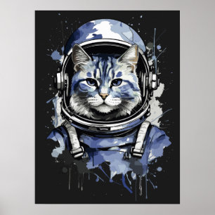 Poster Design de Abertura de Gato do Astronauta Azul