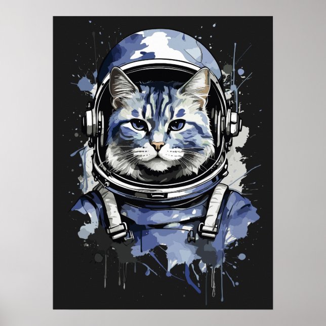 Poster Design de Abertura de Gato do Astronauta Azul (Frente)