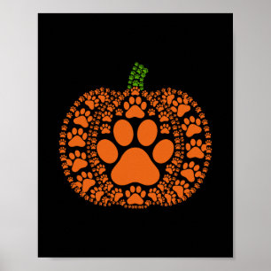 Poster Design de Abóbora com Pata Combinando Halloween Di