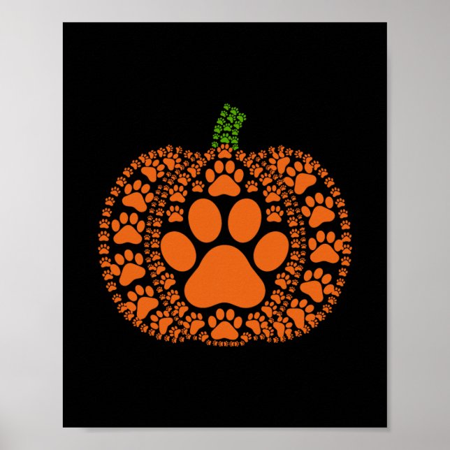 Poster Design de Abóbora com Pata Combinando Halloween Di (Frente)