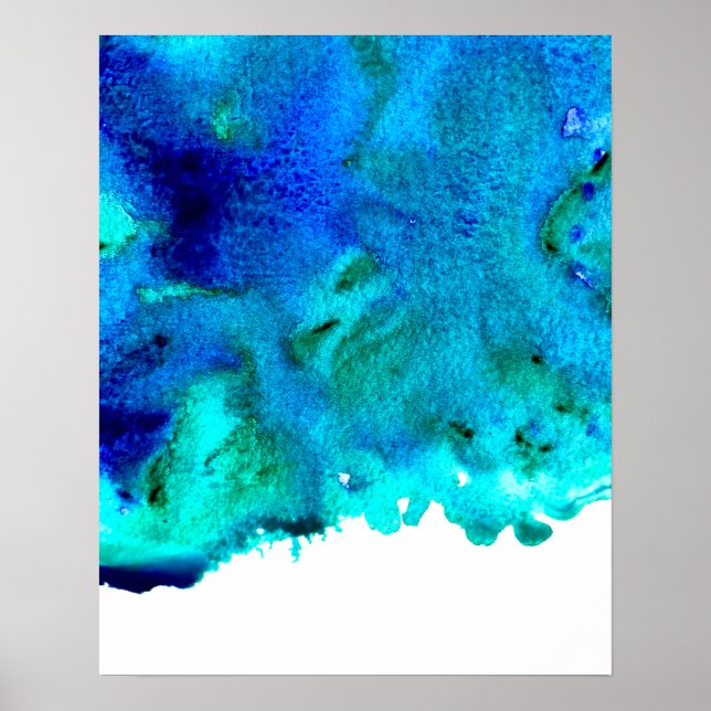 Poster Design de abstrato de aquarela azul (Frente)