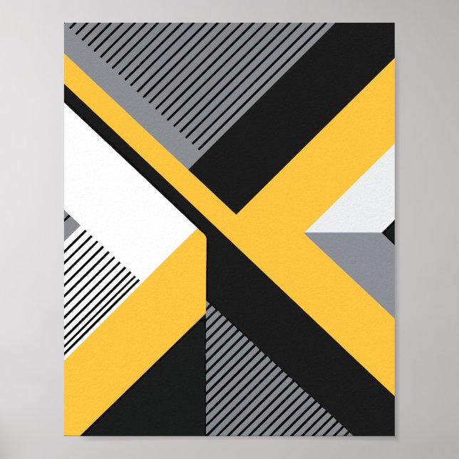 Poster Design de abstrato geométrico com amarelo e preto (Frente)