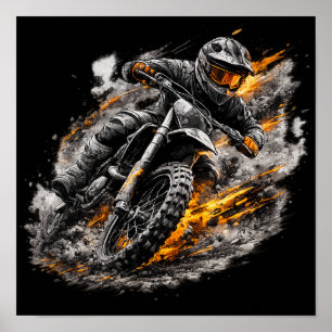 Poster Design de Ação de Moto de Motocross Blaze Rider 