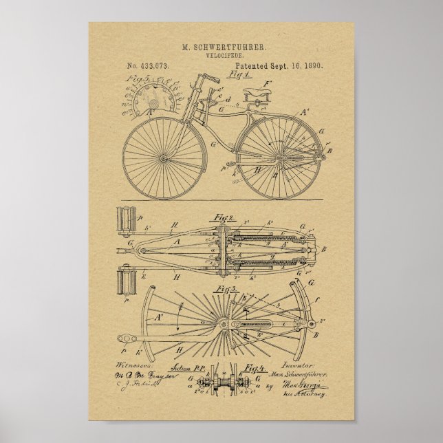 Poster design de Alavanca de Bicicleta de 1890 - Impressã (Frente)