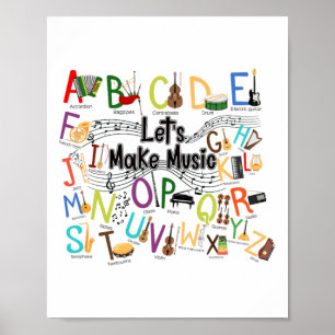 Poster Design de Alfabeto Fofo para Professor de Música H