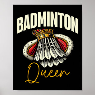 Poster Design de amor de raquete de jogador de badminton 