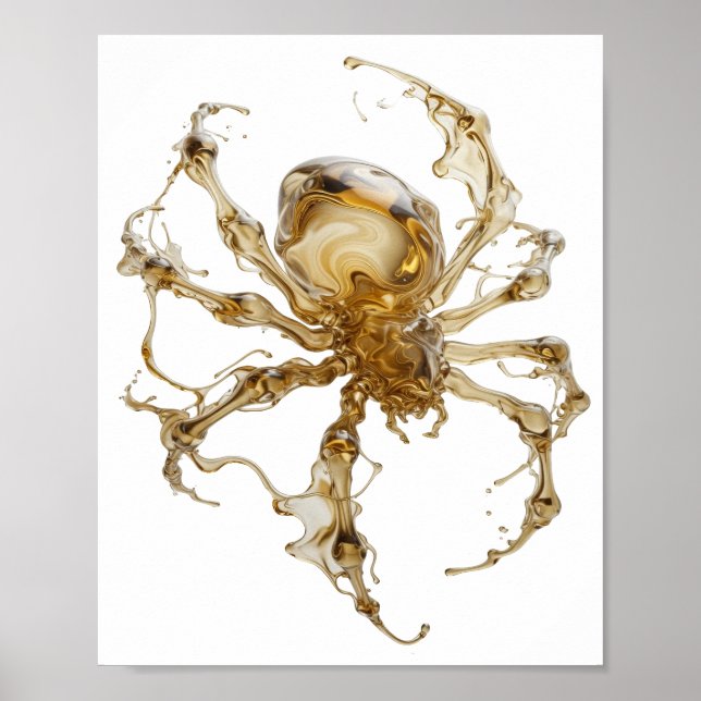 Poster Design de ARTE ABSTRATA dourado elegante (Frente)