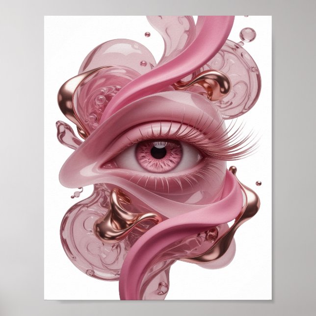 Poster Design de ARTE ABSTRATA Prateado da Moda (Frente)