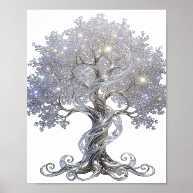 Poster Design de ARTE ABSTRATA Prateado Elegante (Frente)