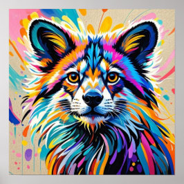 Poster design de arte animal feliz e engraçada e fofa