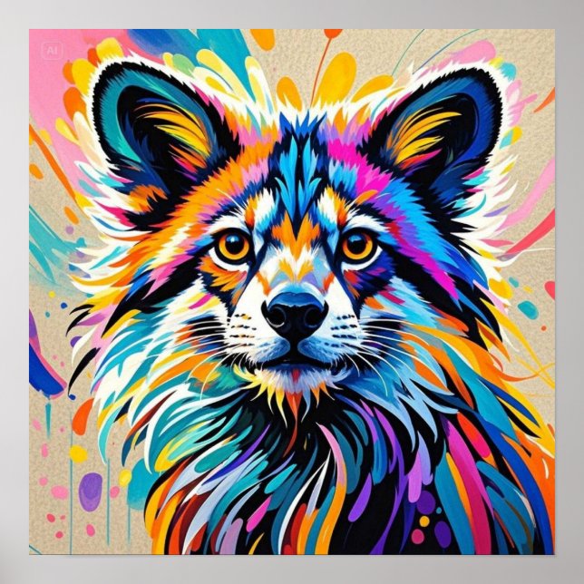 Poster design de arte animal feliz e engraçada e fofa (Frente)