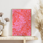 Poster Design de Arte Botânica Floral a Rosa e Vermelho<br><div class="desc">Design de Arte Botânica Floral a Rosa e Vermelho</div>