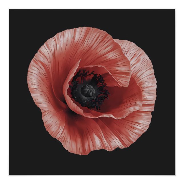 Pôster Design de Arte Botânica Vermelha Negra (Frente)