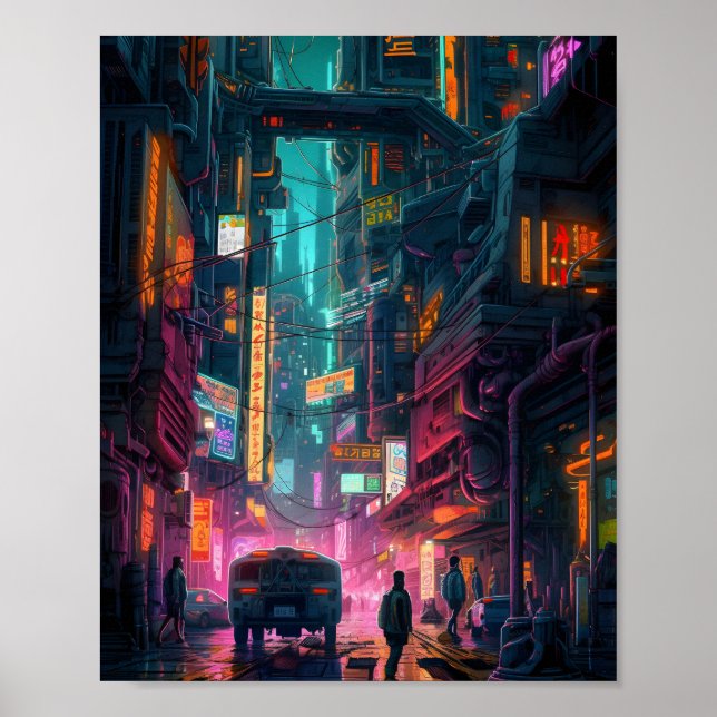 Poster Design de Arte Cyberpunk Sci-Fi (Frente)