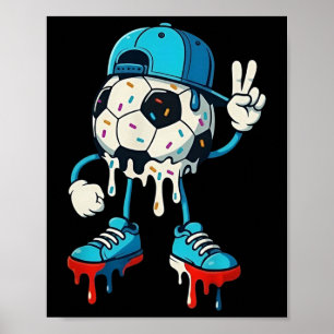 Poster Design de Arte de Rua Legal Mão de Paz Futebol Dri