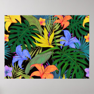 Poster Design de Arte Gráfica de Flor Tropical Hawaii