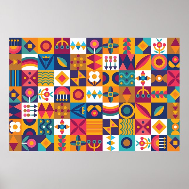 Poster Design de arte moderna sem costura (Frente)