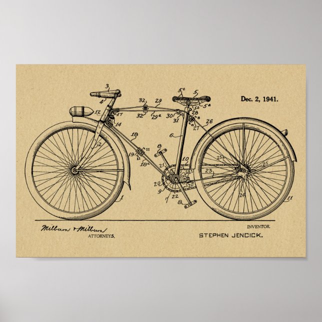 Pôster design de arte patente de 1941 da Bicicleta de 194 (Frente)