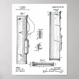 Pôster Design de Arte Patente de Golf Caddy Club 1914