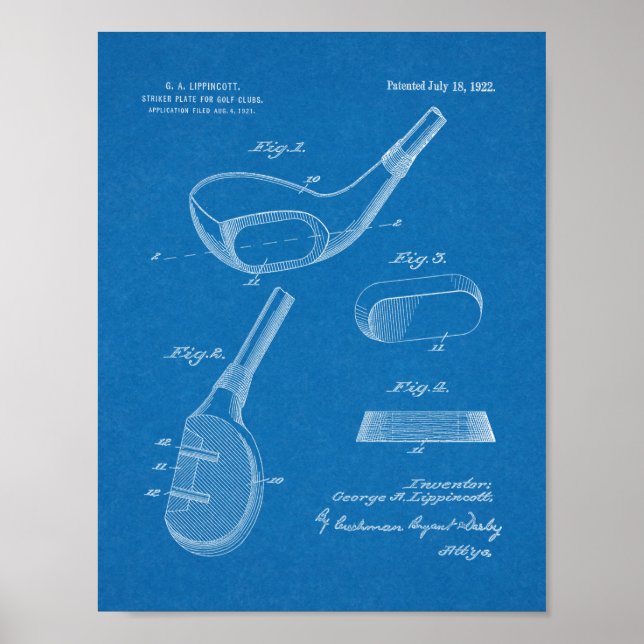 Pôster design de Arte Patente do Clube Golf de 1922 (Frente)