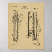 design de Arte Patente do Golf Club Caddy Bag 1926