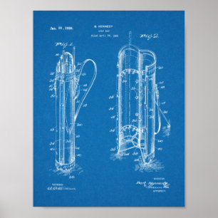 Poster design de Arte Patente do Golf Club Caddy Bag 1926