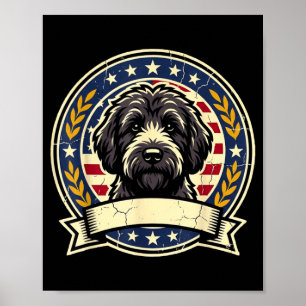 Poster Design de arte retrô de cachorro Labradoodle preto