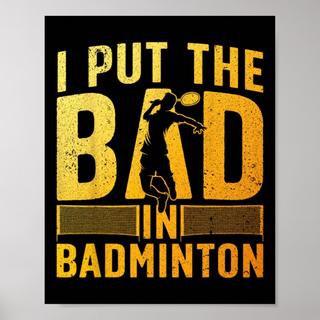 Poster Design De Badminton Engraçado Para Homens Mulheres (Frente)