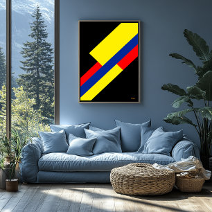 Poster Design de Bauhaus amarelo, azul e vermelho