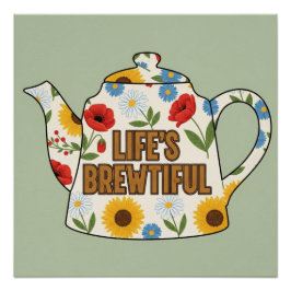 Pôster Design de beleza da vida do bule de retrô