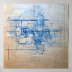 Poster Design de Blueprint do Modern House