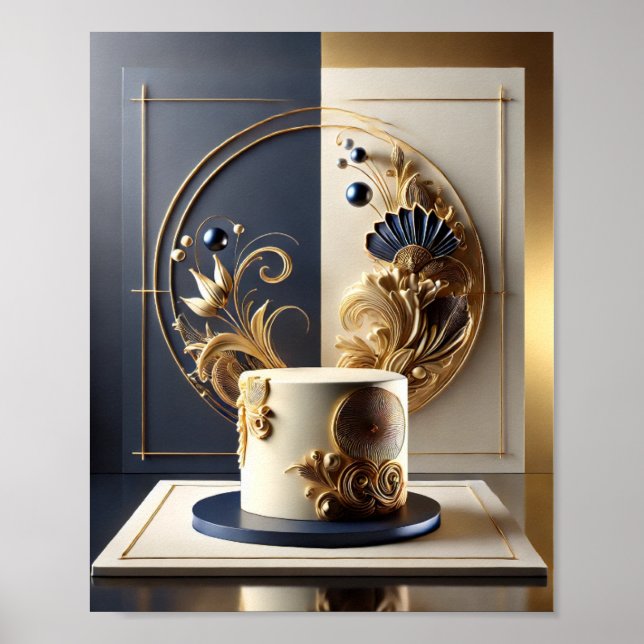 Poster Design de Bolo Elegante e Luxuoso (Frente)