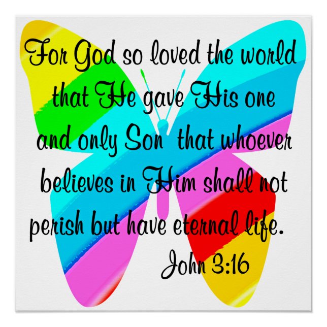 PÔSTER DESIGN DE BOTÃO DE CINZA JOHN 3:16 (Frente)