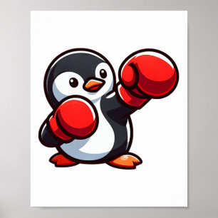 Poster Design de Boxeador de Pinguim de Desenho Animado L