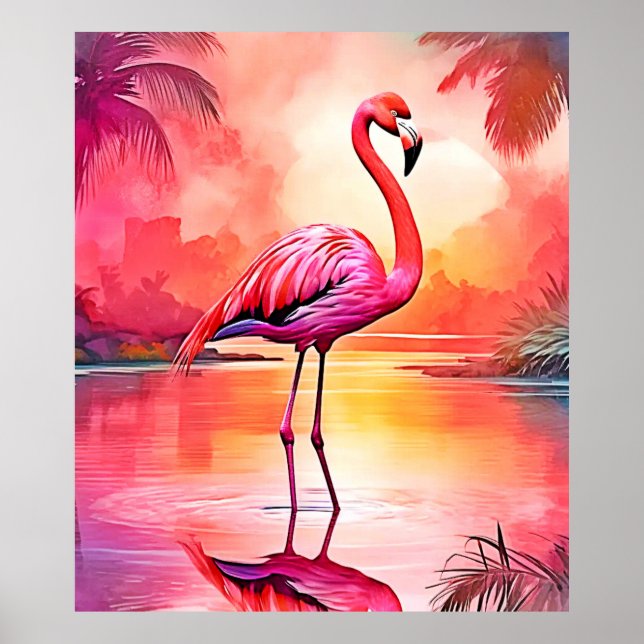 Poster Design de Brilho Tropical de Flamingo Vibrante (Frente)