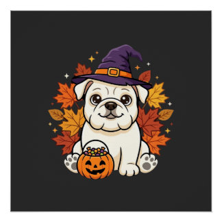 Pôster Design de cachorro de abóbora de Halloween de Bull