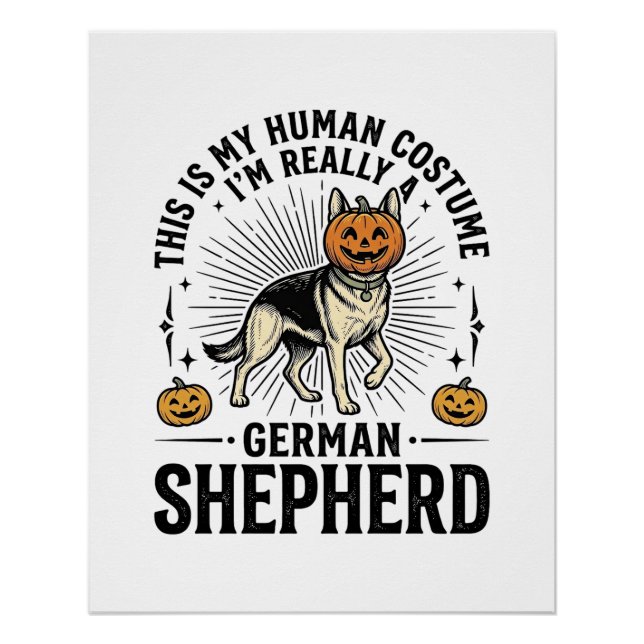 Pôster Design de cachorro engraçado de traje de Halloween (Frente)