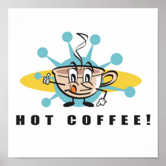 Pôster design de café quente retrô