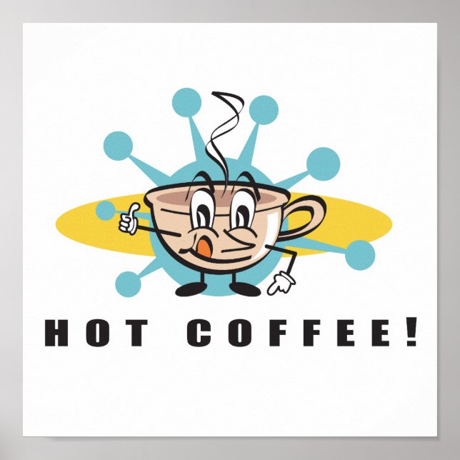 Pôster design de café quente retrô (Frente)