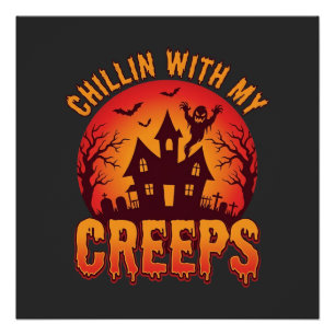 Pôster Design de Camiseta de Halloween Chillin With My Cr