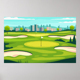 Poster Design de Campo de Golfe Verde