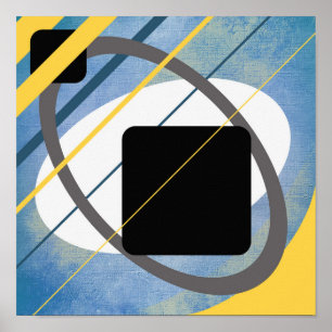 Poster Design de Canvas Geométrica Azul Amarelo AP
