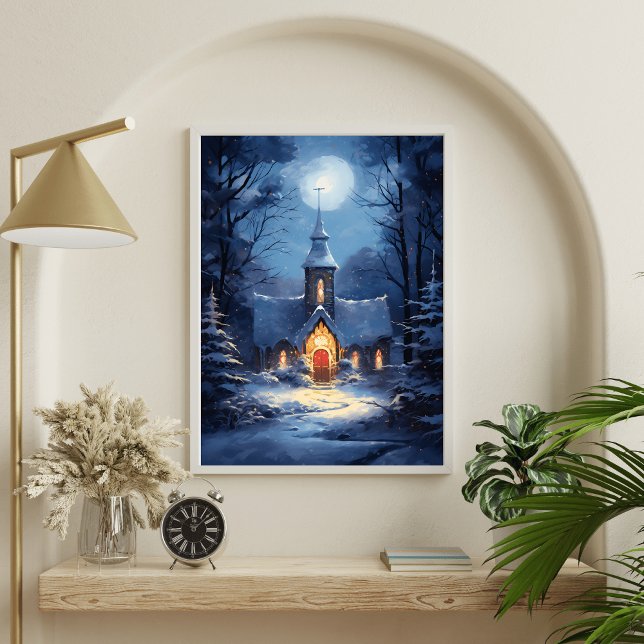 Poster design de capela coberta de neve (Criador carregado)