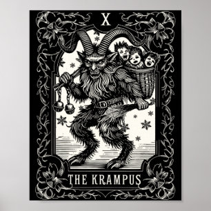 Poster Design de Carta de Tarot Krampus Temporada de Nata
